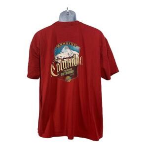Columbia Mens T Shirt XL Red Tee Genuine Columbia Print Cotton Short Sleeve